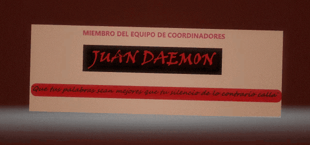 a sign that says juan daemon on it