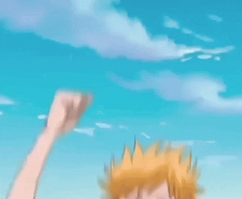 a cartoon of a boy with yellow hair laughing