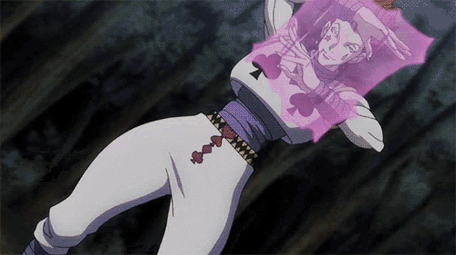 a cartoon character with a playing card on his shirt and pants