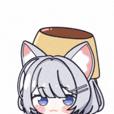 a cartoon girl has a pudding on her head
