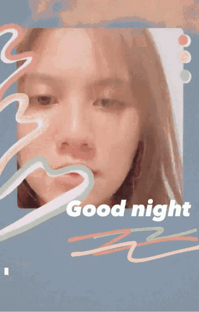a drawing of a woman 's face with the words good night below it