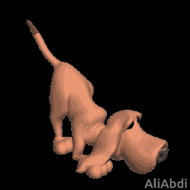 a cartoon dog with the name aliabdi on the bottom left