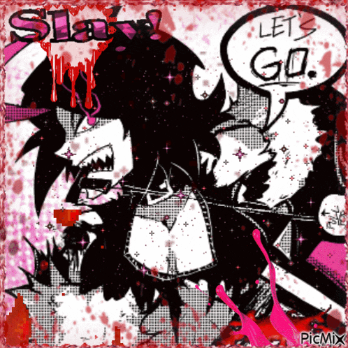 a black and white drawing with a speech bubble saying let 's go