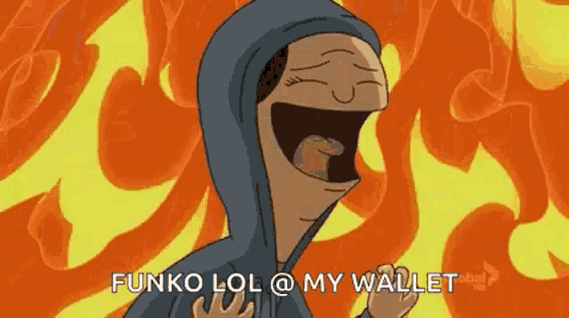 a cartoon character is laughing with his mouth open while wearing a hooded jacket .