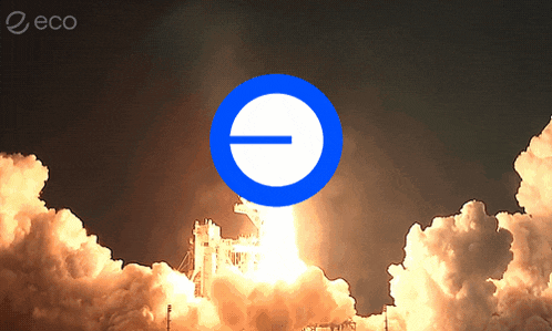 a picture of a rocket being launched with the word eco in the bottom right corner