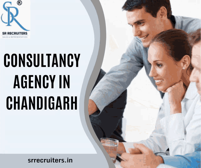 an ad for a consultancy agency in chandigarh with a group of people
