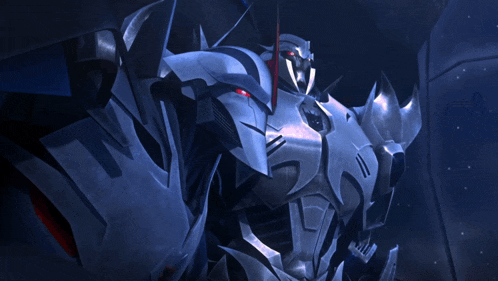 a picture of a robot with the words now starscream on it