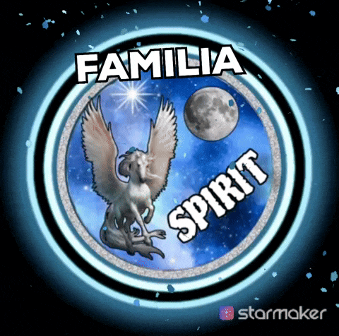 a picture of a unicorn with the word familia spirit written on it