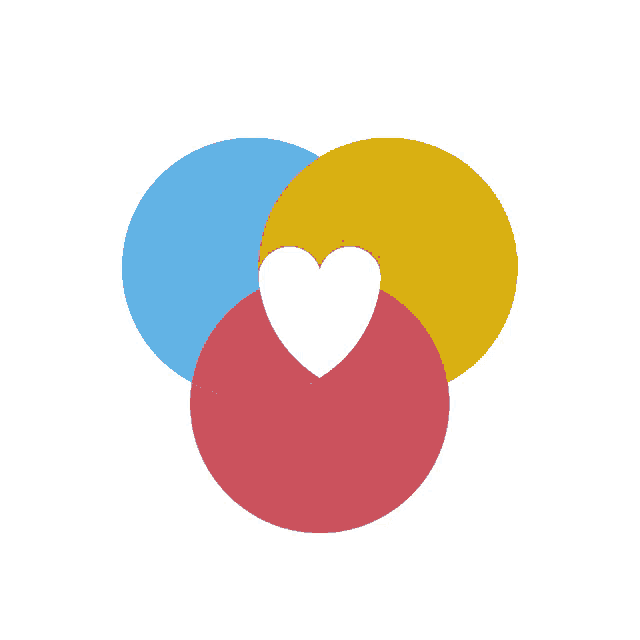 three circles with a heart in the middle