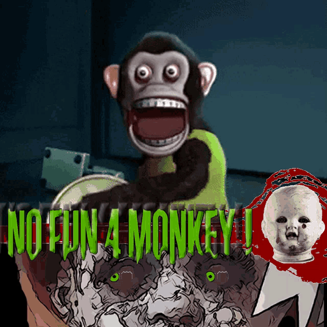 a picture of a monkey with the words no fun 4 monkey