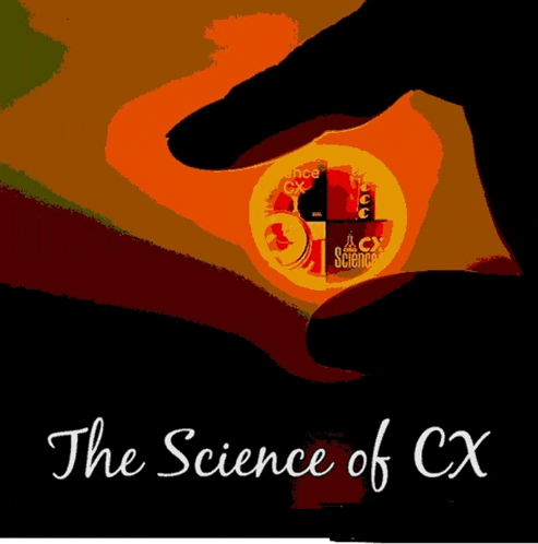 a poster for the science of cx shows a person holding a sphere