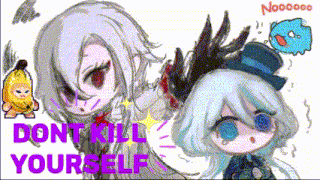 a drawing of two anime characters with the words do n't kill yourself