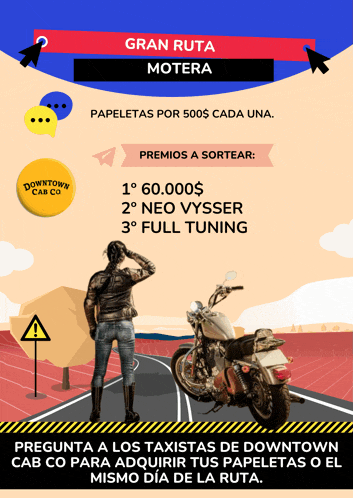 an advertisement for gran ruta motera shows a motorcycle