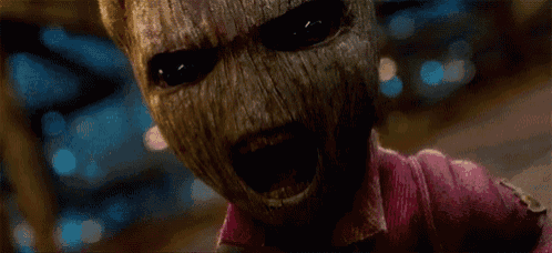 a close up of the face of groot from guardians of the galaxy .