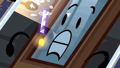 a cartoon drawing of a door with a surprised face on it