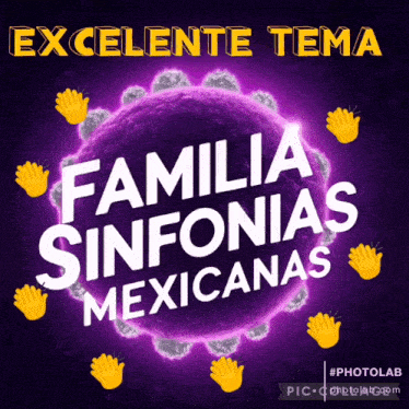a poster for familia sinfonias mexicanas shows a purple cell