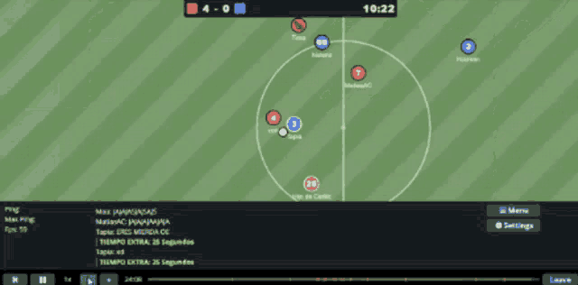 a soccer game is being played on a computer and the time is 10:29
