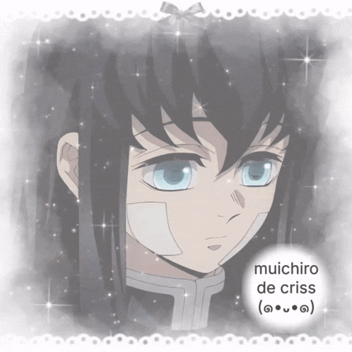 a drawing of a girl with the words " muichiro de criss " written below it