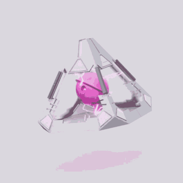 a pyramid shaped object with a pink object inside