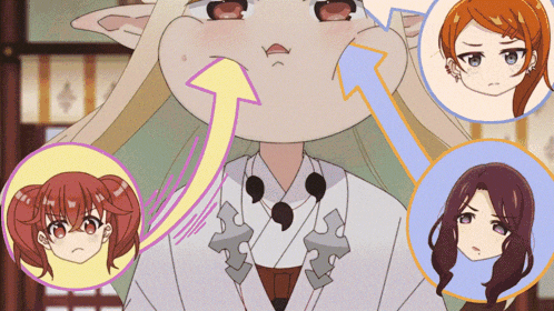 a cartoon of a girl with an arrow pointing to her mouth