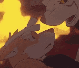 a cartoon drawing of a dog licking another dog 's face