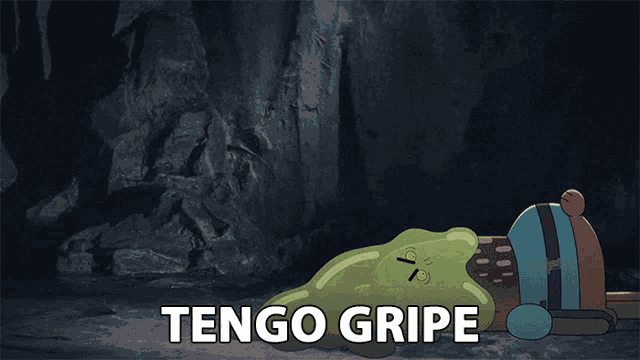 a cartoon character with the words tengo gripe on the bottom right