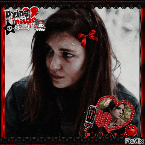 a picture of a girl with the words dying inside on the bottom