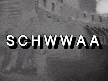 a black and white photo with the words schwwaa