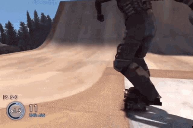a person is riding a skateboard on a ramp and the number 11 is on the screen