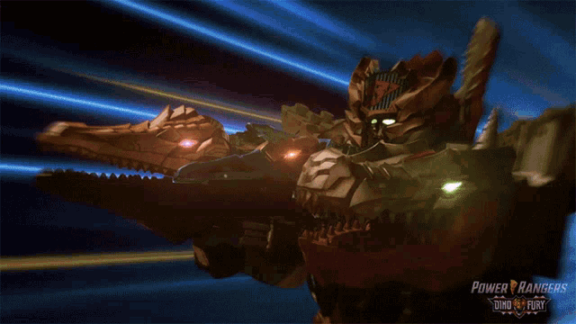 a power rangers logo is displayed in the background