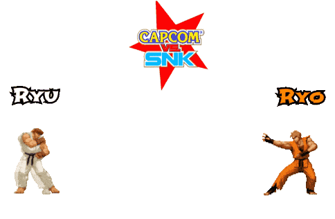 capcom vs snk logo with ryu and ryo on the bottom