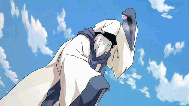 a cartoon character is flying through the air