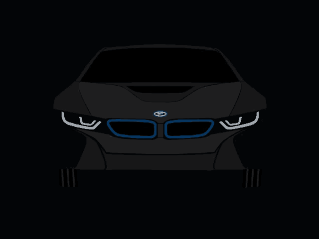 a drawing of a bmw car with blue lights