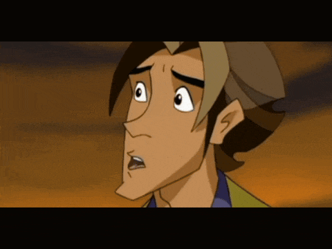 a close up of a cartoon character 's face with his mouth open