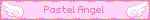 a pink banner that says pastel angel with white wings on it