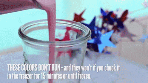 a smoothie is being poured into a glass with the words " these colors do n't run "