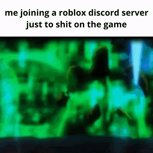 a meme about joining a roblox discord server just to shit on the game ..
