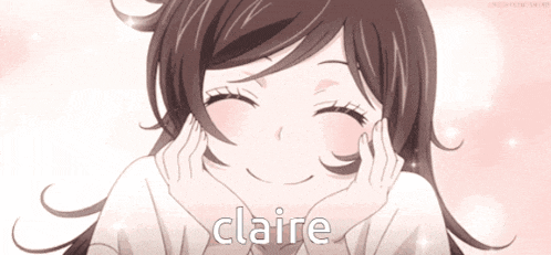 a cartoon girl with the name claire on the bottom right