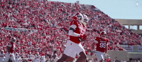 a football player wearing a number 99 jersey runs with the ball