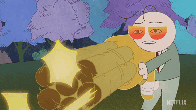 a cartoon of a man holding a cannon that says netflix on the bottom right