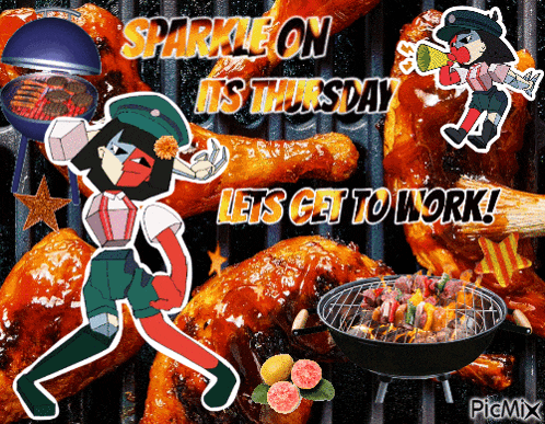 a poster that says sparkle on its thursday lets get to work