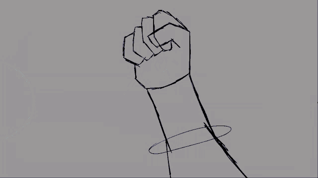 a drawing of a person 's hand with the letter j on it