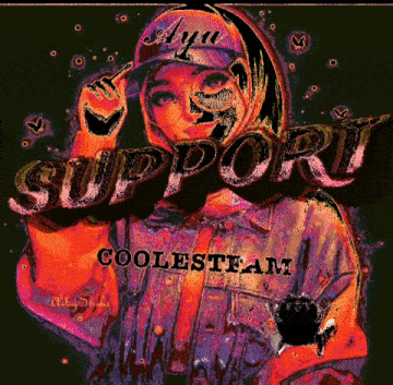 a painting of a girl with the words support coolsteam on the bottom