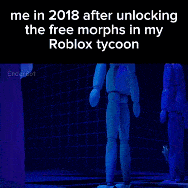 a meme about unlocking free morphs in a roblox tycoon