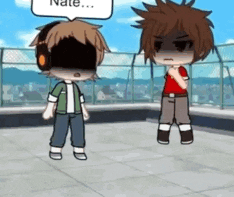 a couple of cartoon characters are standing next to each other on a roof .