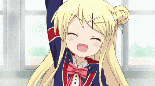 a girl with blonde hair is wearing a blue and red uniform and a pink bow tie .