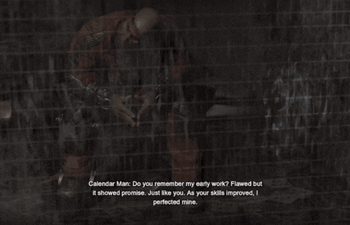 a screenshot of a video game shows a character named calendar man