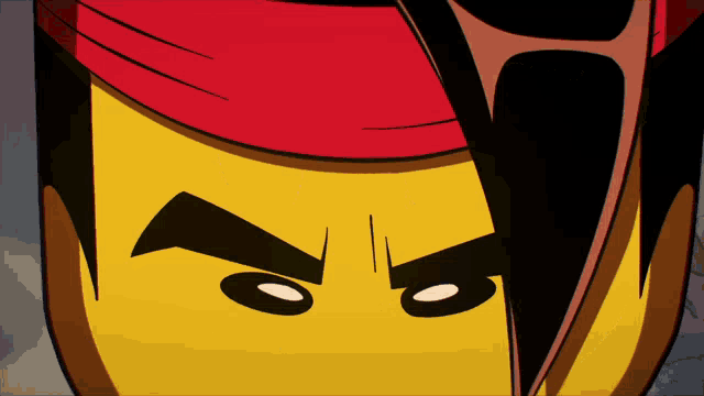 a close up of a cartoon character 's face with a red hat