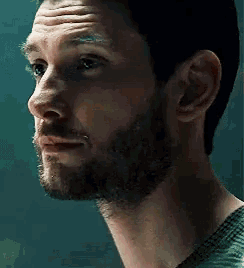 a close up of a man with a beard and mustache