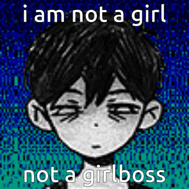 a black and white drawing of a boy with the words `` i am not a girl not a girl boss '' written on it .